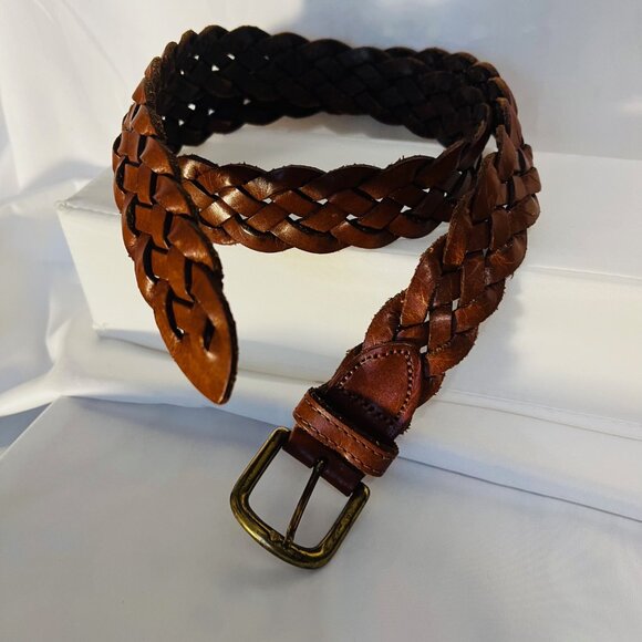 Full Grain Cowhide-Made in Argentina-Size 34 #8 1024 6-Unisex-Tan/Camel Braided - Picture 1 of 12
